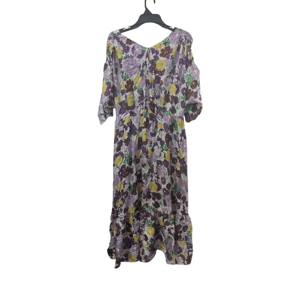 Kate Spade floral lawn dress size 10 purple yellow and brown - Picture 5 of 5